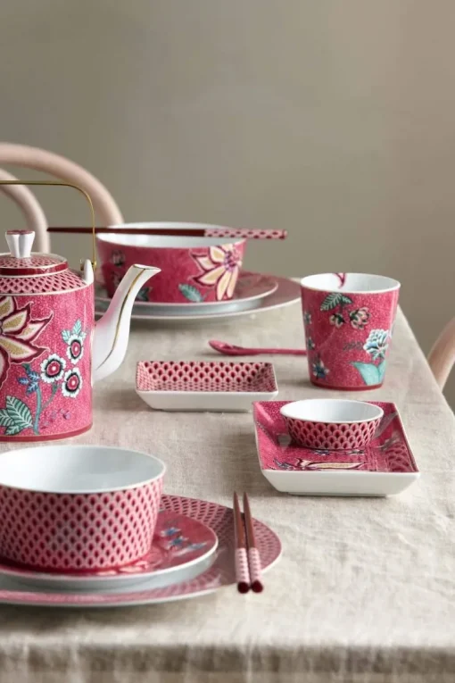 Lot De 6 Articles Sushi Oriental Flower Festival Fonce