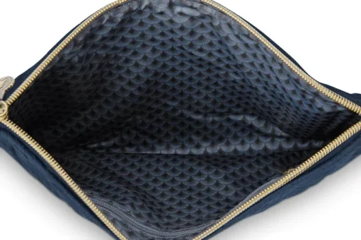 Trousse Plate A Cosmetiques De Grande Taille En Velours Quiltey Days En Coloris Bleu