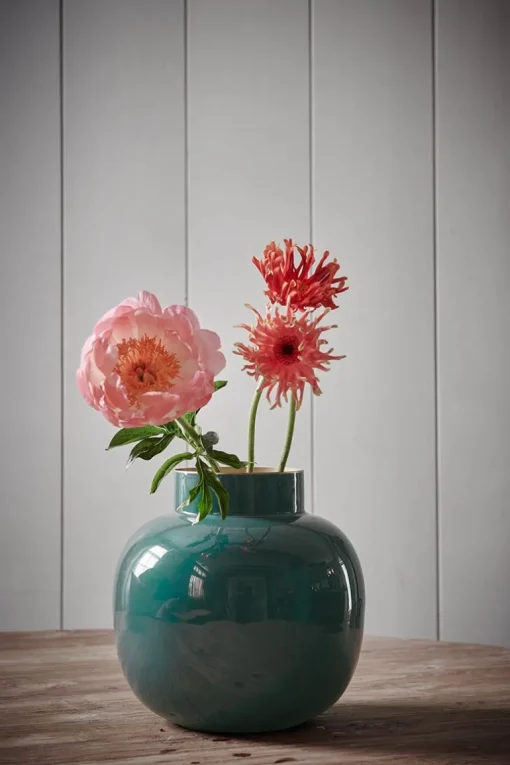 Vase Rond En Metal En Coloris Fonce 25 Cm