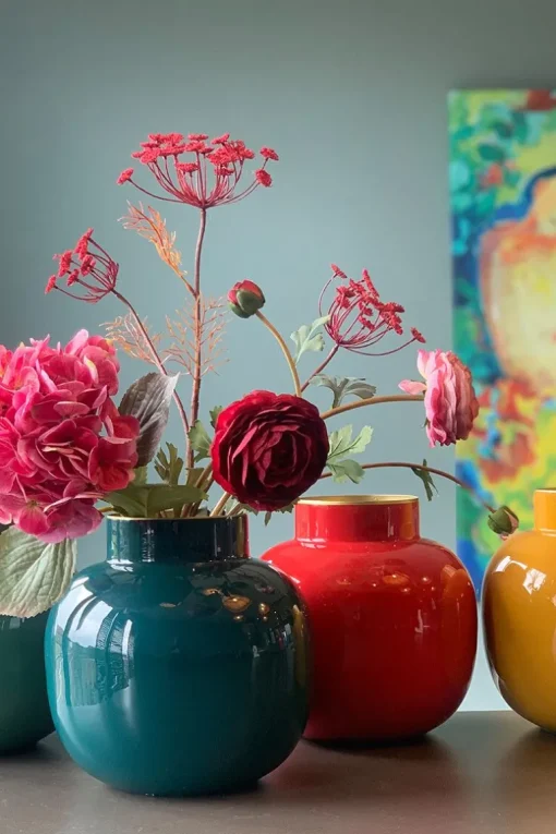 Vase Rond En Metal En Coloris Fonce 25 Cm